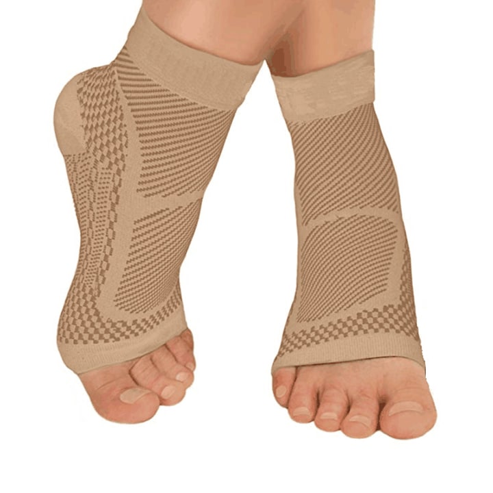 Set of 2 JTS ankle support socks, improved circulation, universal size, cream