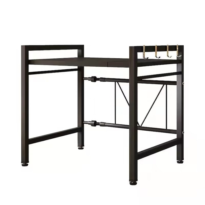Raft metalic cuptor cu microunde etajera ajustabila Daladen Metal 4 Carlige Negru 42-60 x 36 x 46 cm