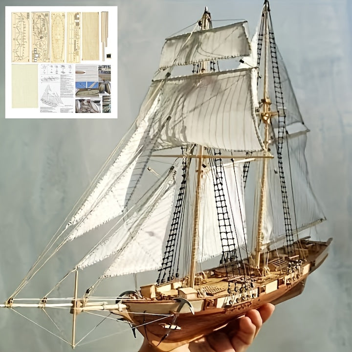3D Wooden Puzzle "Halko" Classic Western Ship Model DIY Assembly Sailboat Kit Scale 1:100 Decoration and Gift for Enthusiasts WALALLA