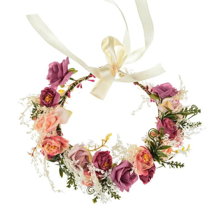 OEM - Floral crown for brides and special events, Pink & Purple