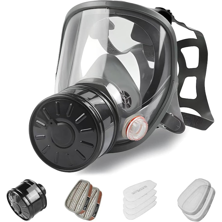 Masca de gaz cu fata completa set cu filtru de carbon activ 40mm pentru protectie impotriva gazelor vapori praf chimicale