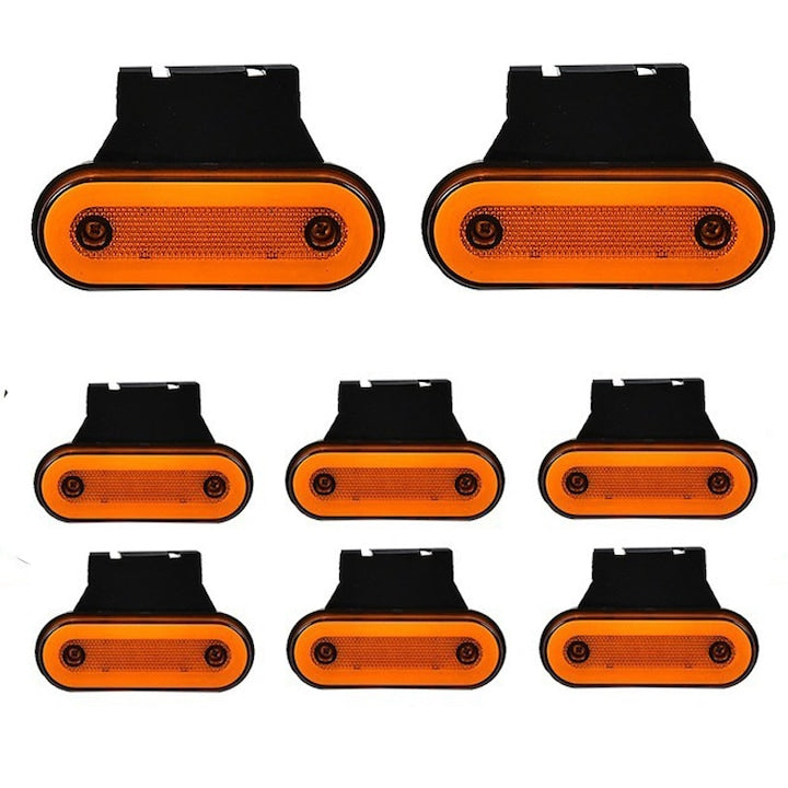Set de lumini laterale de semnalizare set de 8 piese LED cu suporturi de montare 12-24 V efect neon galben