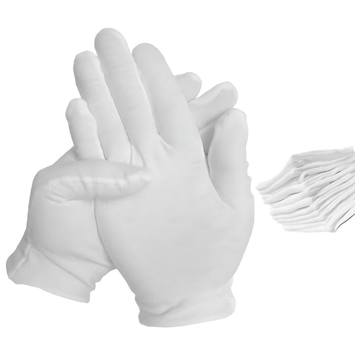 Set of 12 pairs of work gloves, Cotton, 19 cm, White, lightweight and comfortable to wear