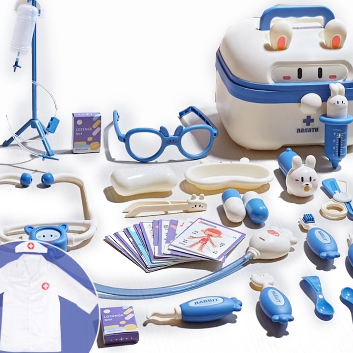 Set de jucarii de rol doctor plastic albastru 19x19x16cm pentru fete 4 ani si peste