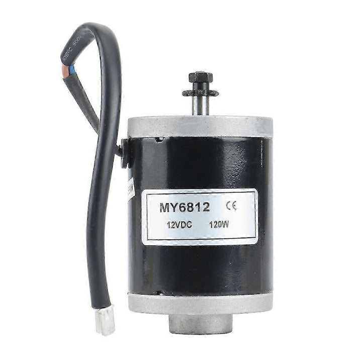 MY6812 12V 120W brushed electric motor, 8mm shaft, 25H 7-tooth metal pulley, black, 1 pc