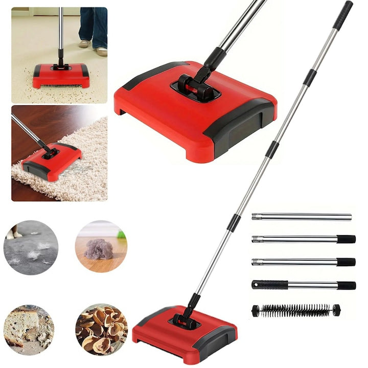 CHOOLY Manual Adjustable Floor and Carpet Sweeper, Multicolor, 107x22x24.5cm, with Rotating Brushes