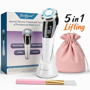 Aparat Pentru Tratament Facial Si Intinerirea Pielii 5 in 1 ST-01 Profesional Mezoterapie Lifting Anti Rid Masaj facial Spatula din Silcion inclusa Alb