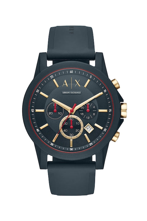 ARMANI EXCHANGE - Ceas cronograf cu o curea din silicon Outer Banks Bleumarin 12 rate cu 0% dobândă