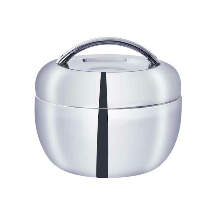 Termos De Pranz Orion Apple 1.3 L 17x14 cm Otel Inoxidabil Mentine Caldura Pana La Doua Ore Interior Cu Bol Din Otel Inoxidabil Greutate 0.5 kg Argintiu
