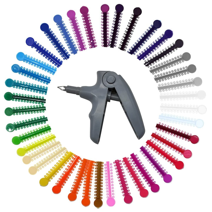 Set ortodontic Nybgyy pistol de ligatura ergonomic 1040 elastice multicolor inox/ABS