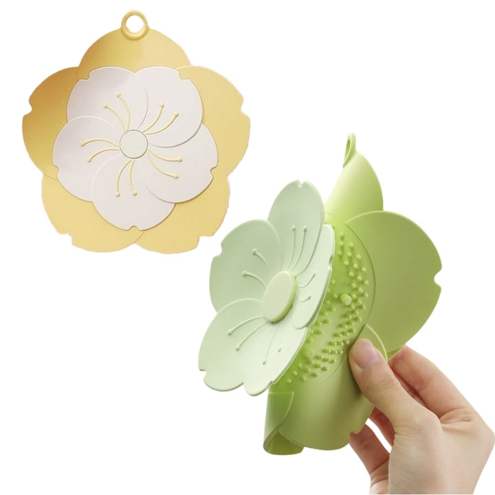 Set of 2 Silicone Anti-Odor Filters Fantasy Floral Design, Yellow/Green, 18.5x17.5cm