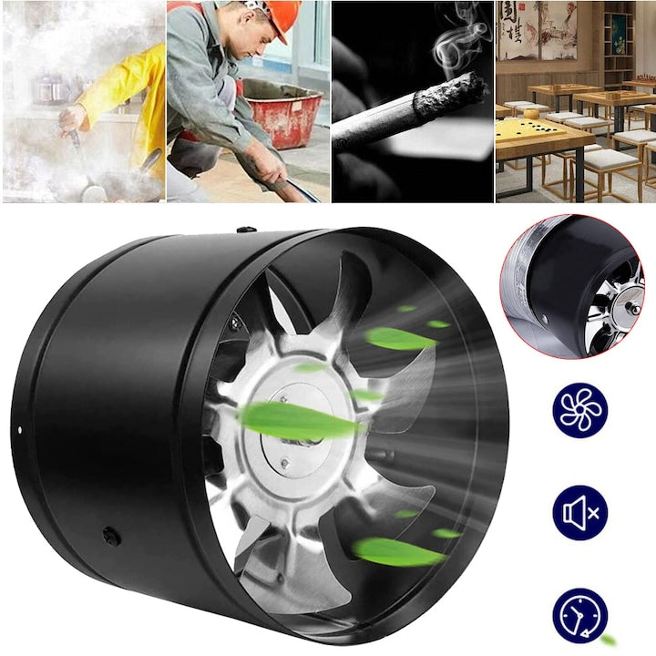 Exhaust fan 6 inch 500m/h low noise duct mounting metal