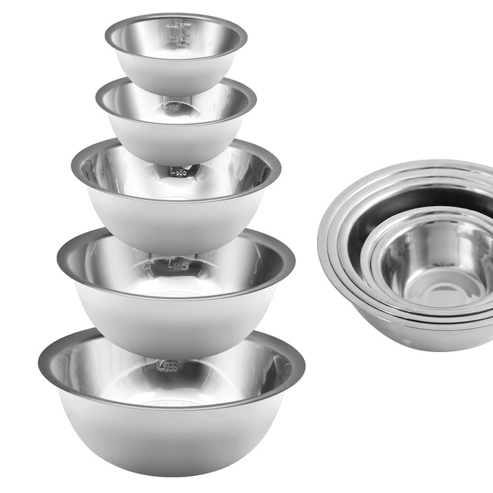 Set 5 boluri gourmet din inox MKIYHODDIY multifunctionale argintii