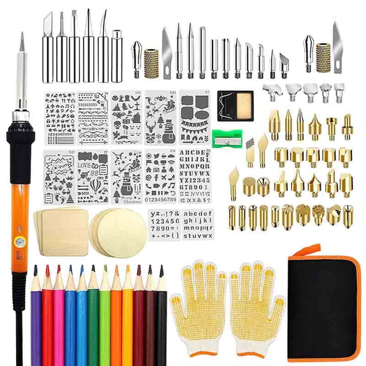 110-piece Pyrography Set Rqiurpn 60W For wood burning, engraving and electronics repair Carrying case Metal