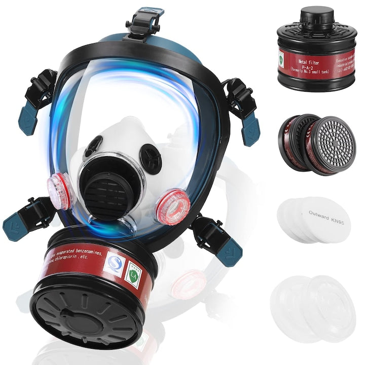 Masca de gaz WALALLA reutilizabila cu filtru carbon activ 40mm albastra universala