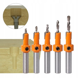 Set of 5 Drill Bits for Wood with Hex Shank Sizes 2.8x8mm 2.8x10mm 3x8mm 3x10mm 3.2x8mm 3.2x10mm