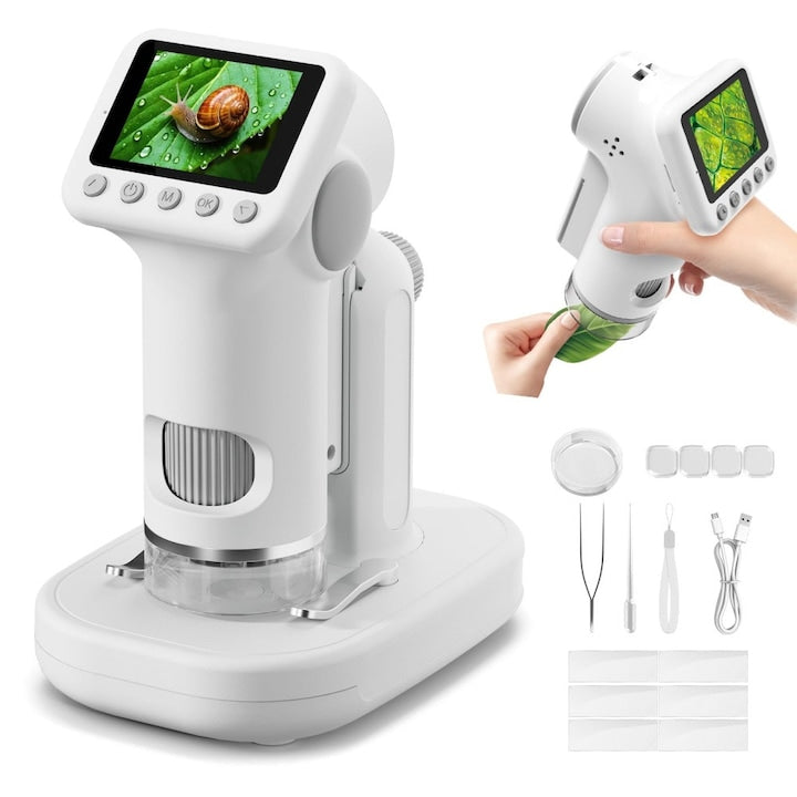 Microscop digital pentru copii Walalla 100X-1600X portabil gri HD 2inch