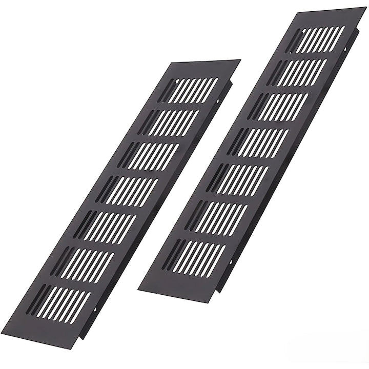 Ventilation Grille 300x80mm Black Set of 2 Pieces Aluminum