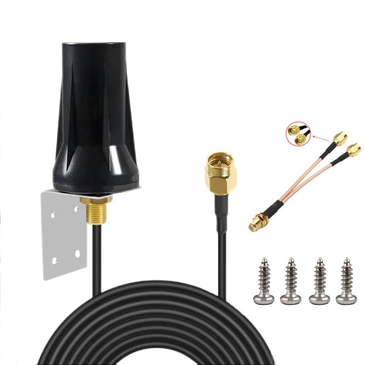 Antena 5G LTE 15dBi adaptor SMA mama la RP-SMA tata lungime cablu: 3 Negru