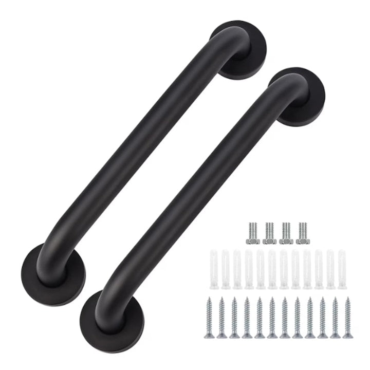 Set de 2 bare de sprijin pentru baie ZOUN maner antiderapant otel inoxidabil 25 x 400 mm include accesorii de montare capacitate maxima de greutate 120 kg potrivit pentru persoane in varsta copii si persoane cu dizabilitati negru