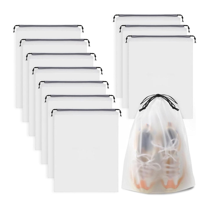 Set of 10 Rqiurpn Shoe Organizers, Waterproof, Translucent, 30x40cm, White