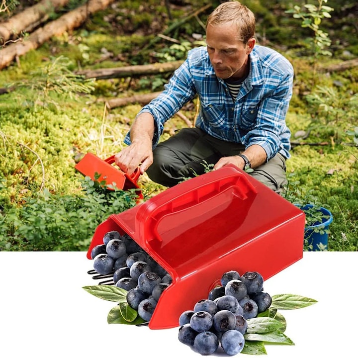 Ergonomic Fruit Picker, Plastic and Metal, Yellow and Red, 22x14x7.5cm