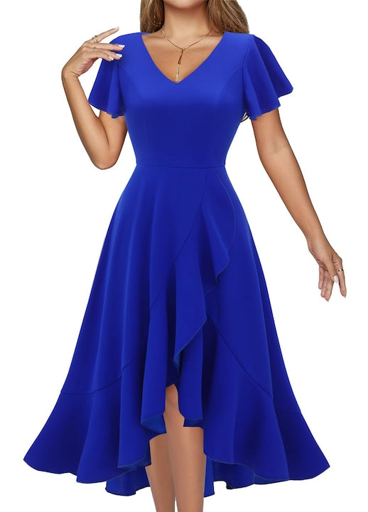 DRESSTELLS - Rochie cocktail dama vintage tip Albastru royal 12 rate cu 0% dobândă
