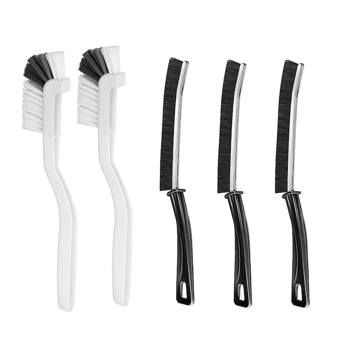 Set of 5 Grout Cleaning Brushes Hard-to-Reach Surface Brush Cleaning for Fruit Juicer Interior and Air Fryer Nylon White/Black
