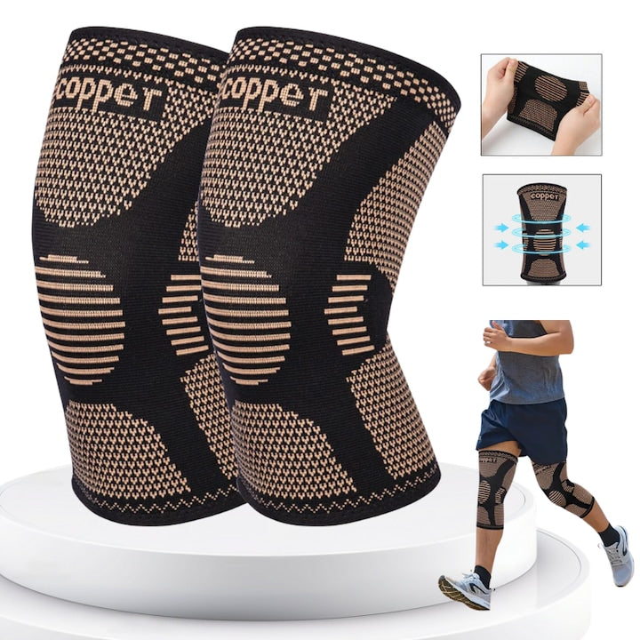 Set din 2 piese cu genunchiere de compresie din sarma de cupru potrivite atat pentru barbati cat si pentru femei pentru fitness alergare baschet fotbal protectie pentru articulatia genunchiului marime XXL negru
