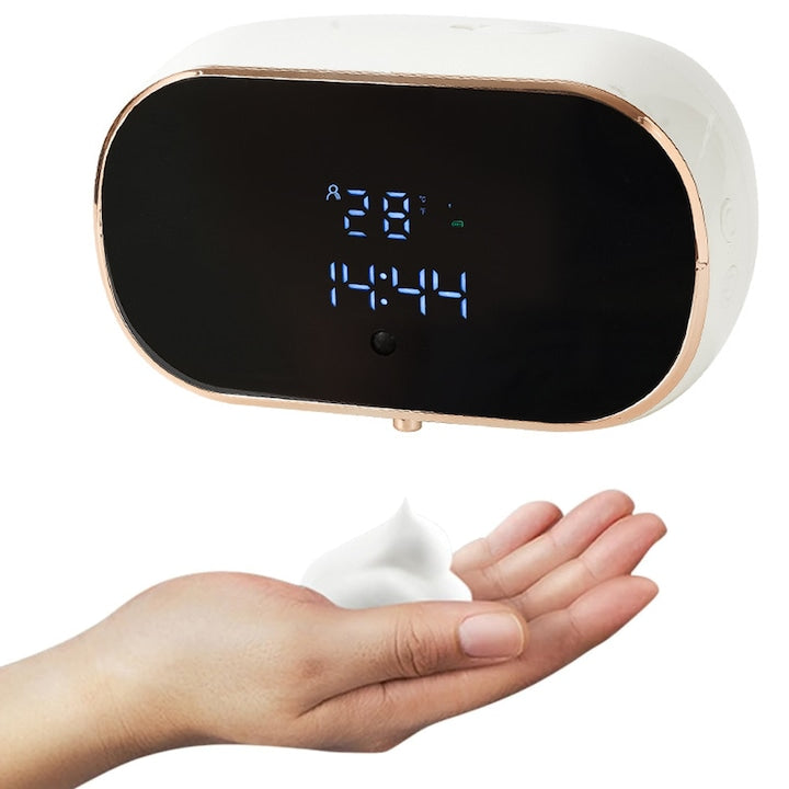 Dozator automat sapun lichid cu spuma Axroad Mall Dispenser cu senzor de miscare Impermeabil IPX5 Fara atingere Prindere de perete fara gauri pentru baie Display cu afisaj LED Pentru baie bucatarie hotel 350 ml Alb