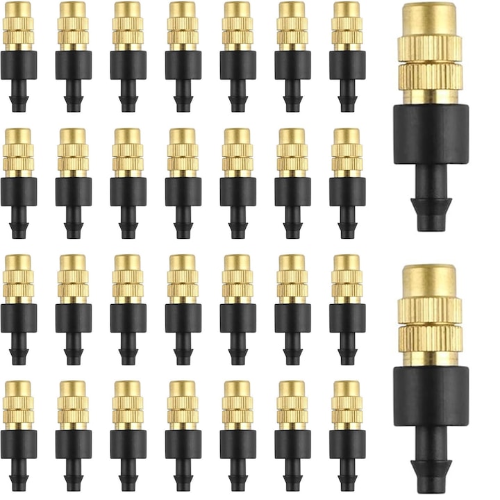 Set 30 duze inalta presiune ajustabile micro stropitor de atomizare 4/7mm pentru irigare prin picurare pulverizator pentru irigarea rasadurilor din gradina sau sera Auriu