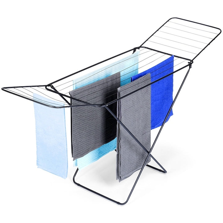 Uscator De Rufe Vilde 118x51x5 cm Structura Metalica Rezistent La Umiditate Pliabil Utilizare Universala Materiale De Inalta Calitate Negru