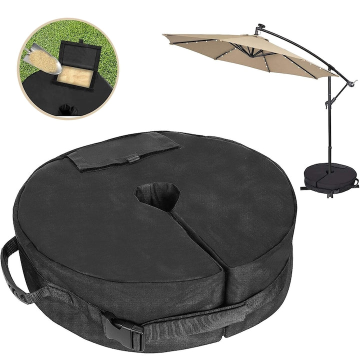 Weights for garden umbrellas, sandbags, waterproof, black, 48x15cm