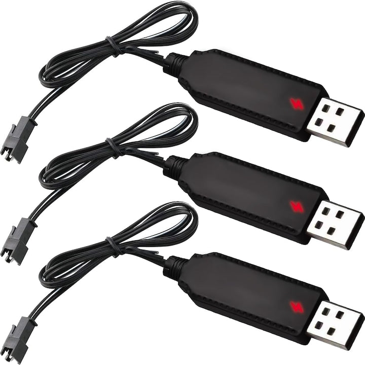 Set of 3 SM-2P RC Car USB Chargers for 3.7V Ni-MH Batteries