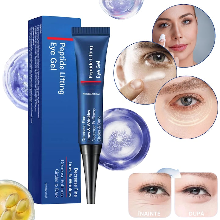 2 x Tratament Contur Ochi cu Peptide Anti-Rid Anti-Cearcane Lifting Hidratare Intensa Fermitate Reducere Umflaturi Luminozitate Efect Revigorant Ingrijire Anticearcan Gel Ochi Hipoalergenic JP Gel Ochi 15ml Alb Transparent