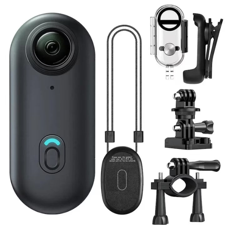 Camera Video Corporala 4K Ultra HD Rezolutie 3840*2160 Conectare WiFi Body Cam Baterie 800mAh Unghi Larg 120º Stocare de pana la 256GB Card Memorie Inclus 64 GB Carcasa Rezistenta La Apa Suport de Bicicleta Snur Magnetic etc. Negru