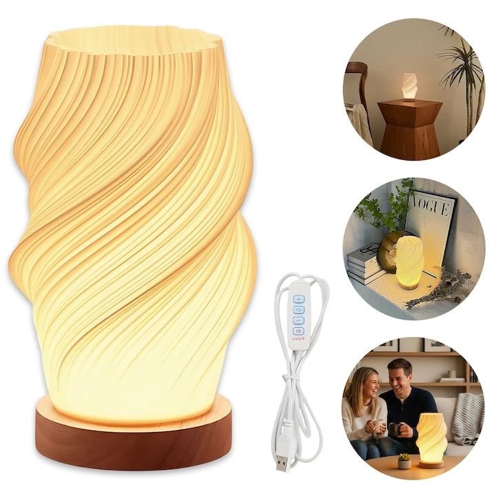 Lampa De Masa Mica Si Inovatoare Pentru Dormitor Imprimata 3D Cu Baza Din Lemn Reglabile Lampa De Noptiera Pentru Noptiera Nunti Petreceri Terasa Evenimente Camera Pentru Copii Sufragerie