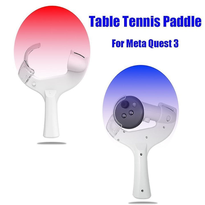 Paleta/maner tenis de masa pentru Meta Quest 3 compatibil cu controler VR din ABS+PC usoara 130g 23.5x16x5 cm gri/alb 1 pereche