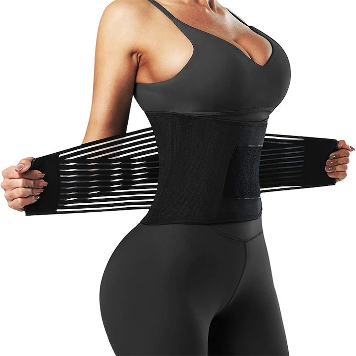 Corset modelator trimmer pentru talie cu control al rularii benzii de cauciuc antrenor de talie pentru modelarea curelei de slabit potrivit atat pentru barbati cat si pentru femei - Antrenor de talie suport pentru spate Negru XL