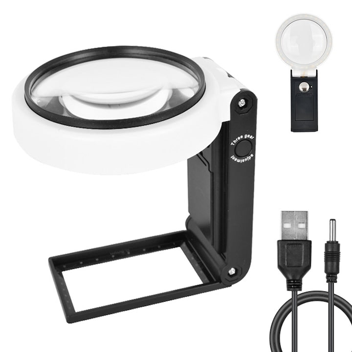 Lupa cu LED JENUOS iluminare 3 moduri 30x negru/alb