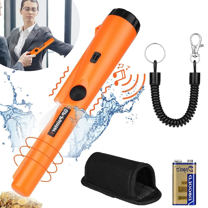 Detector de Metale Portabil CHOOLY Pinpointer Cu LED Protecție Impermeabilă IP66 Portocaliu 3 5x23 5cm