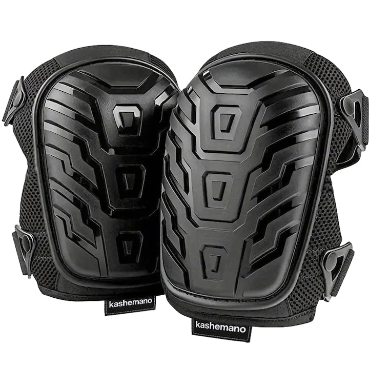 Professional Knee Pads with Foam and Gel, Kashemano, Non-Slip Cap, PVC, Black, Adjustable