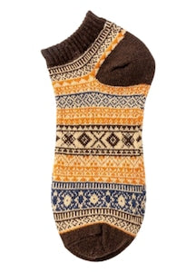 CoziSox - Set 5 perechi Sosete sosete scurte pentru barbati bumbac respirabile casual Maro model multicolor fashion marimea 36-44 EU