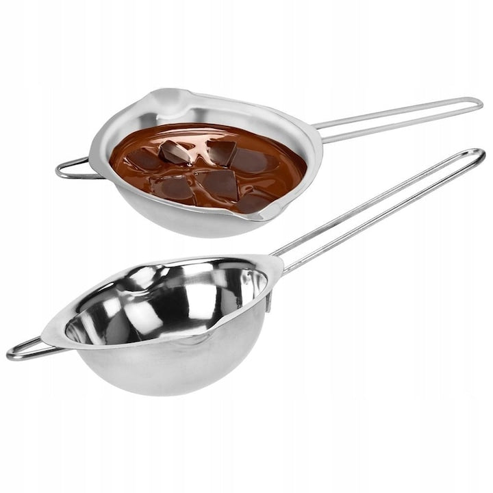 Bol Pentru Ciocolata Si Ceara Excellent Houseware 250 ml 14x14 cm Otel Usor De Curatat Sigur Pentru Sanatate Maner Lung Cu Carlig Materiale De Inalta Calitate Argintiu