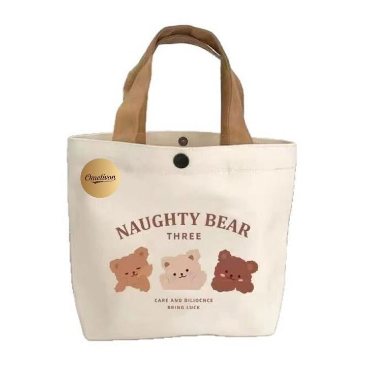 Omelivon - Canvas bag white 27x22x8cm