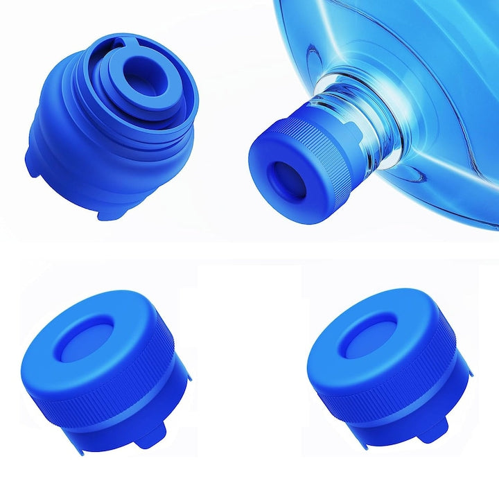 Set 2 capac pentru bidon de apa Silicon Alimentar 55mm Bidon 19 litri sau 11 litri Inter schimbabil Anti scurgere Reutilizabile Albastru