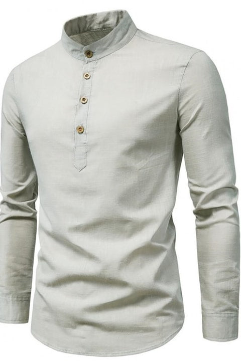 OEM - Men's Linen Stand-Up Collar Shirt White 12 installments with 0% interest