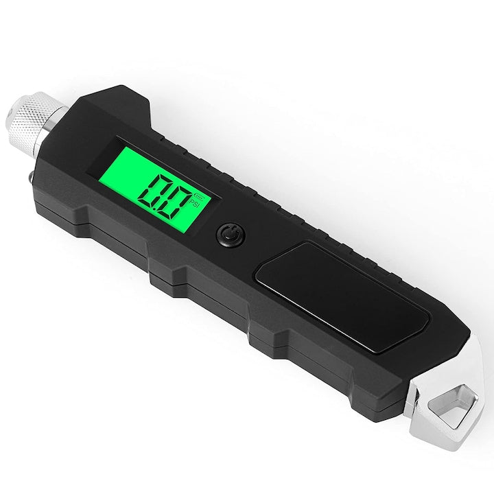 Manometru digital de inalta precizie pentru verificat presiunea in anvelope Cu LCD Display Auto Oprire 30 s 4 Unitati Masura Manerul antiderapant Auto Oprire Portabil Pentru Auto Bicicleta Motocicleta SUV Camion OUYLAF Negru