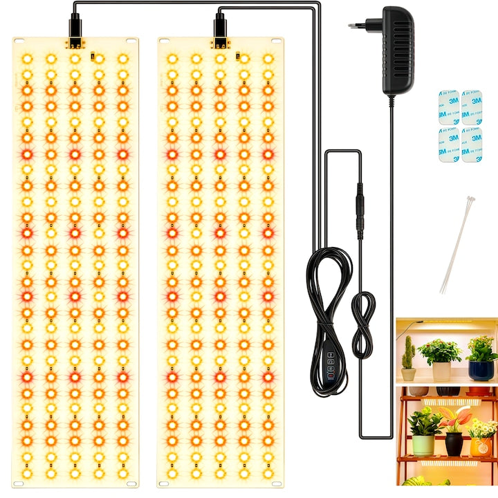 Lampa pentru cresterea plantelor Lampa LED pentru cresterea Timer Automat 3/9/12h pentru cresterea accelerata a plantelor 10 tipuri de luminozitate 3 Moduri de Lumina aluminiu negru