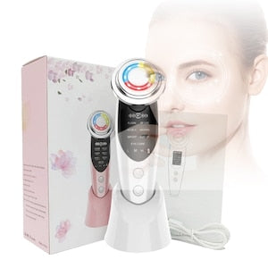 Aparat profesional pentru tratament facial si intinerirea pielii 7 in 1 Vibratii EMS Masaj facial Lifting Curatarea porilor cearcane Indepartarea ridurilor Alb